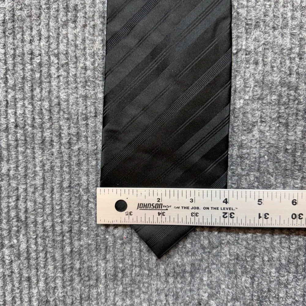 Cellini Uomo Le Collezioni Black Striped Silk Necktie Mens Designer‎ Tie